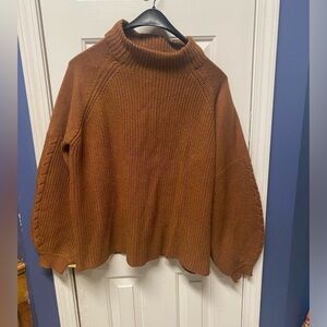 Eloquii Puff Sleeve Chunky Sweater Brown Plus Size 18/20